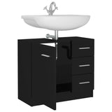 NNEVL Sink Cabinet High Gloss Black 63x30x54 cm Chipboard