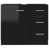 NNEVL Sink Cabinet High Gloss Black 63x30x54 cm Chipboard