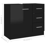 NNEVL Sink Cabinet High Gloss Black 63x30x54 cm Chipboard