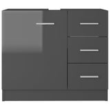 NNEVL Sink Cabinet High Gloss Grey 63x30x54 cm Chipboard
