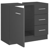 NNEVL Sink Cabinet High Gloss Grey 63x30x54 cm Chipboard