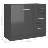 NNEVL Sink Cabinet High Gloss Grey 63x30x54 cm Chipboard