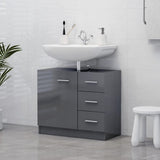 NNEVL Sink Cabinet High Gloss Grey 63x30x54 cm Chipboard