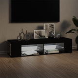 NNEVL TV Cabinet with LED Lights Black 135x39x30 cm