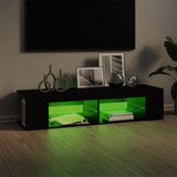 NNEVL TV Cabinet with LED Lights Black 135x39x30 cm