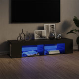 NNEVL TV Cabinet with LED Lights Grey 135x39x30 cm