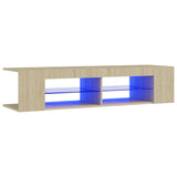 NNEVL TV Cabinet with LED Lights Sonoma Oak 135x39x30 cm