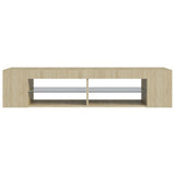 NNEVL TV Cabinet with LED Lights Sonoma Oak 135x39x30 cm