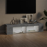 NNEVL TV Cabinet with LED Lights Concrete Grey 135x39x30 cm