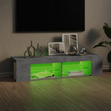 NNEVL TV Cabinet with LED Lights Concrete Grey 135x39x30 cm