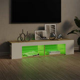 NNEVL TV Cabinet with LED Lights White and Sonoma Oak 135x39x30 cm