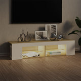 NNEVL TV Cabinet with LED Lights White and Sonoma Oak 135x39x30 cm