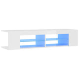 NNEVL TV Cabinet with LED Lights High Gloss White 135x39x30 cm