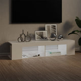 NNEVL TV Cabinet with LED Lights High Gloss White 135x39x30 cm