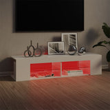 NNEVL TV Cabinet with LED Lights High Gloss White 135x39x30 cm