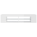 NNEVL TV Cabinet with LED Lights High Gloss White 135x39x30 cm