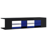 NNEVL TV Cabinet with LED Lights High Gloss Black 135x39x30 cm
