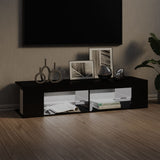 NNEVL TV Cabinet with LED Lights High Gloss Black 135x39x30 cm