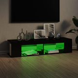 NNEVL TV Cabinet with LED Lights High Gloss Black 135x39x30 cm