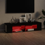 NNEVL TV Cabinet with LED Lights High Gloss Black 135x39x30 cm