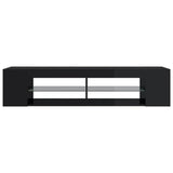 NNEVL TV Cabinet with LED Lights High Gloss Black 135x39x30 cm