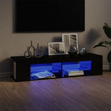 NNEVL TV Cabinet with LED Lights High Gloss Black 135x39x30 cm