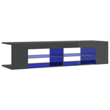 NNEVL TV Cabinet with LED Lights High Gloss Grey 135x39x30 cm