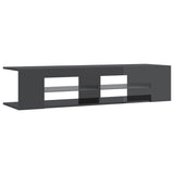 NNEVL TV Cabinet with LED Lights High Gloss Grey 135x39x30 cm