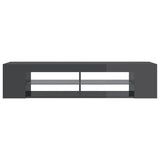 NNEVL TV Cabinet with LED Lights High Gloss Grey 135x39x30 cm