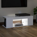 NNEVL TV Cabinet with LED Lights White 90x39x30 cm