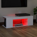 NNEVL TV Cabinet with LED Lights White 90x39x30 cm