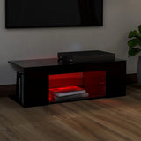 NNEVL TV Cabinet with LED Lights Black 90x39x30 cm