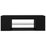 NNEVL TV Cabinet with LED Lights Black 90x39x30 cm