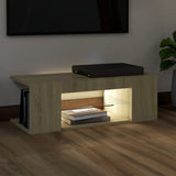 NNEVL TV Cabinet with LED Lights Sonoma Oak 90x39x30 cm