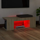 NNEVL TV Cabinet with LED Lights Sonoma Oak 90x39x30 cm