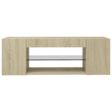 NNEVL TV Cabinet with LED Lights Sonoma Oak 90x39x30 cm