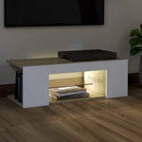 NNEVL TV Cabinet with LED Lights White and Sonoma Oak 90x39x30 cm