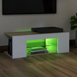 NNEVL TV Cabinet with LED Lights White and Sonoma Oak 90x39x30 cm