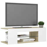 NNEVL TV Cabinet with LED Lights White and Sonoma Oak 90x39x30 cm