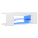 NNEVL TV Cabinet with LED Lights High Gloss White 90x39x30 cm