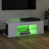 NNEVL TV Cabinet with LED Lights High Gloss White 90x39x30 cm