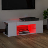 NNEVL TV Cabinet with LED Lights High Gloss White 90x39x30 cm