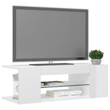 NNEVL TV Cabinet with LED Lights High Gloss White 90x39x30 cm