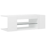 NNEVL TV Cabinet with LED Lights High Gloss White 90x39x30 cm