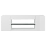 NNEVL TV Cabinet with LED Lights High Gloss White 90x39x30 cm