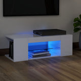 NNEVL TV Cabinet with LED Lights High Gloss White 90x39x30 cm
