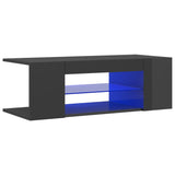 NNEVL TV Cabinet with LED Lights High Gloss Grey 90x39x30 cm