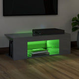 NNEVL TV Cabinet with LED Lights High Gloss Grey 90x39x30 cm