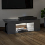 NNEVL TV Cabinet with LED Lights High Gloss Grey 90x39x30 cm