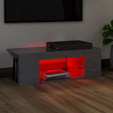 NNEVL TV Cabinet with LED Lights High Gloss Grey 90x39x30 cm